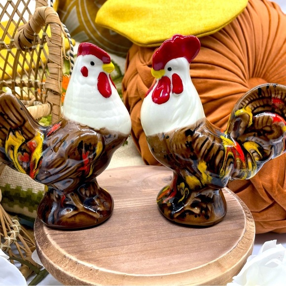 Other - Hobbyist ceramic Glazed Rooster and Chicken Set